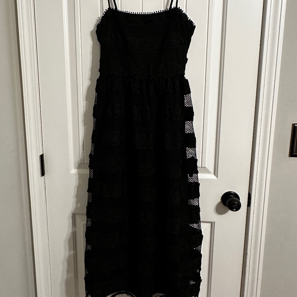La Maison Talulah black spaghetti strap lace floral dress - Size S